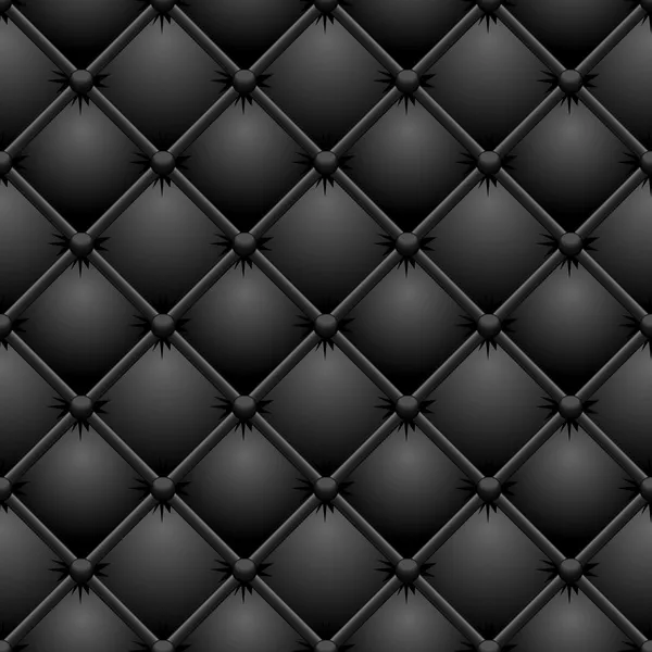 Textura vectorial de cuero negro abotonado . — Vector de stock