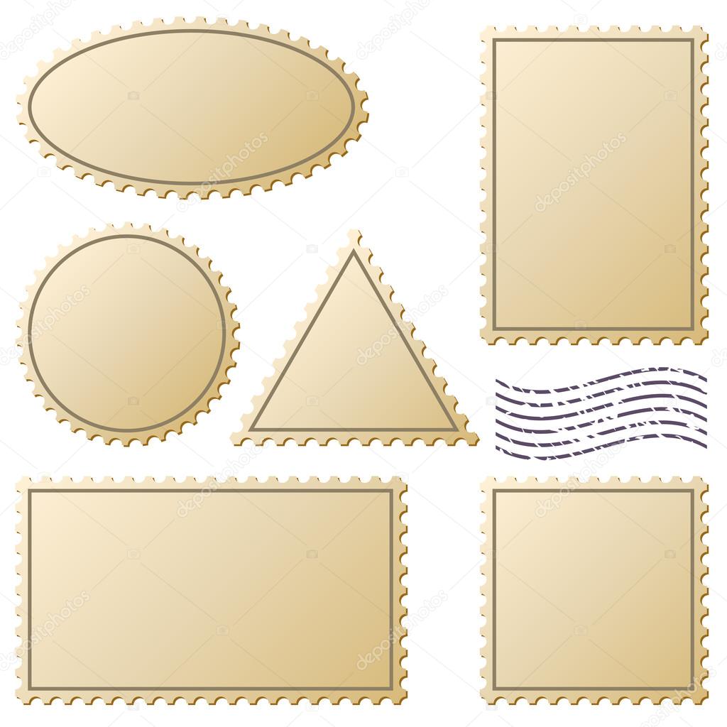 Postage stamps vector set