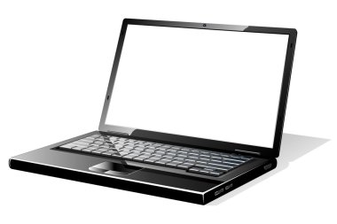 Modern siyah açılan laptop