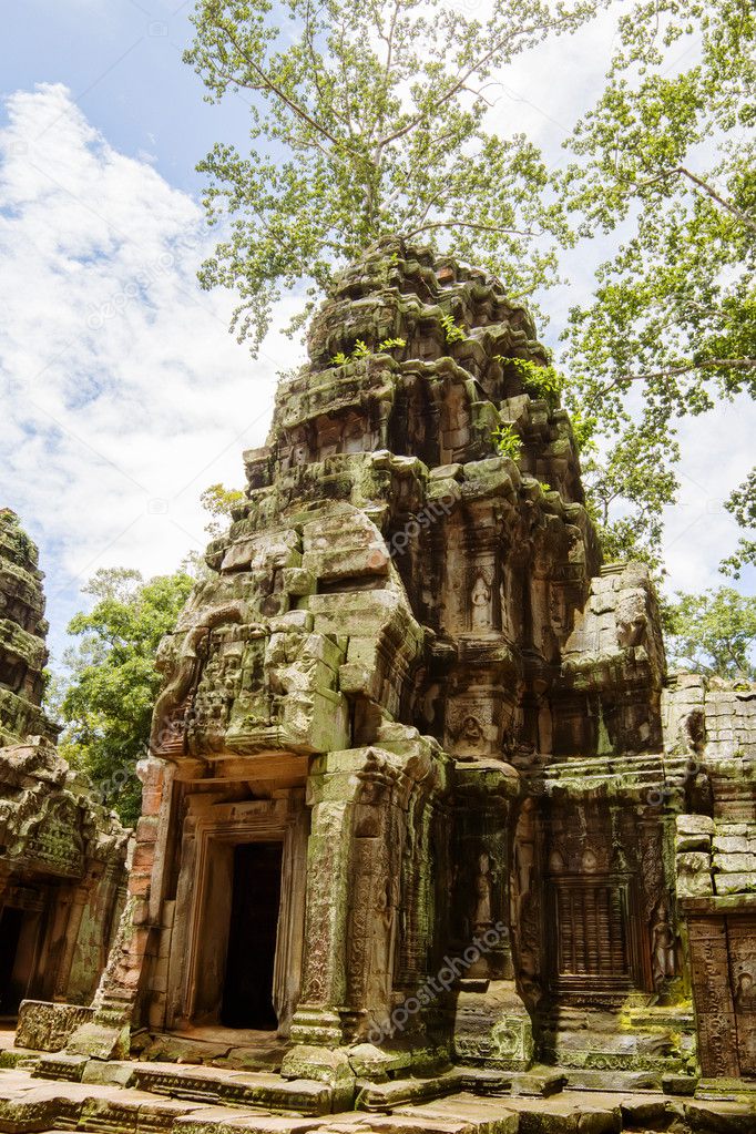 Ancient Ta Prohm or Rajavihara Temple at Angkor, Siem Reap, Cam