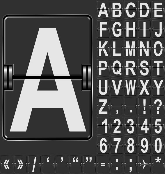 Alphabet in airport arrival and departure display style template