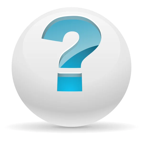 3D white button with blue question mark vector illustration. Hel — Stock Vector