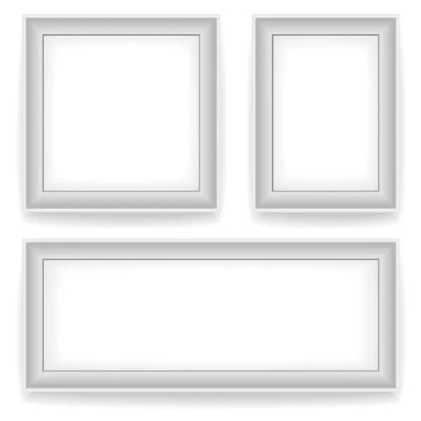 Blank white wall picture frames isolated on white background. 3 — Stock Vector