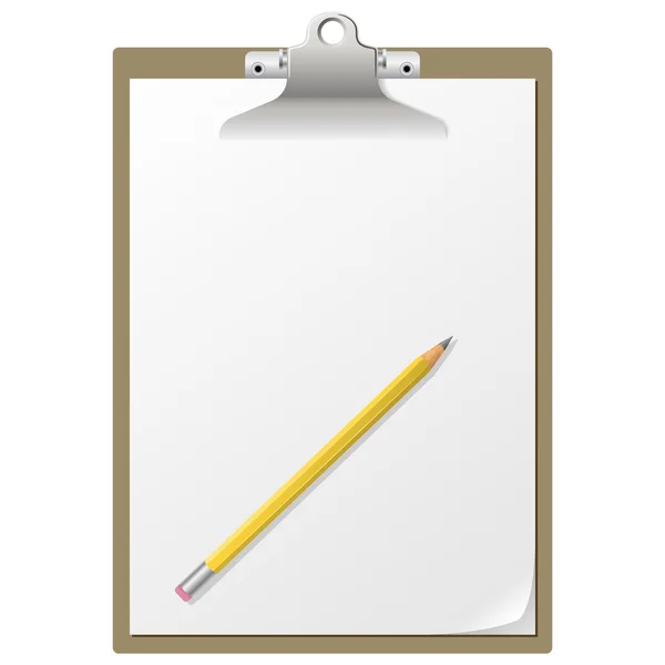 Blank paper on clipboard with pencil. — Stock Vector