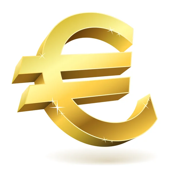 Signo de euro dorado 3D aislado en la ilustración del vector blanco . — Vector de stock