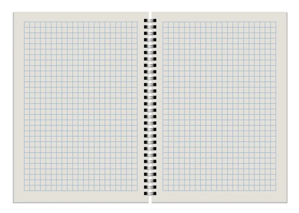 Bloc de notas a cuadros en blanco doble página propagación — Archivo Imágenes Vectoriales