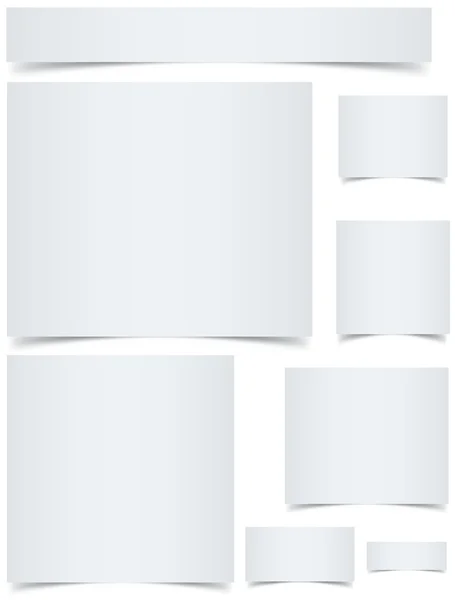 Bandeiras de faixa em branco de tamanho padrão com efeito de bordas enroladas — Vetor de Stock