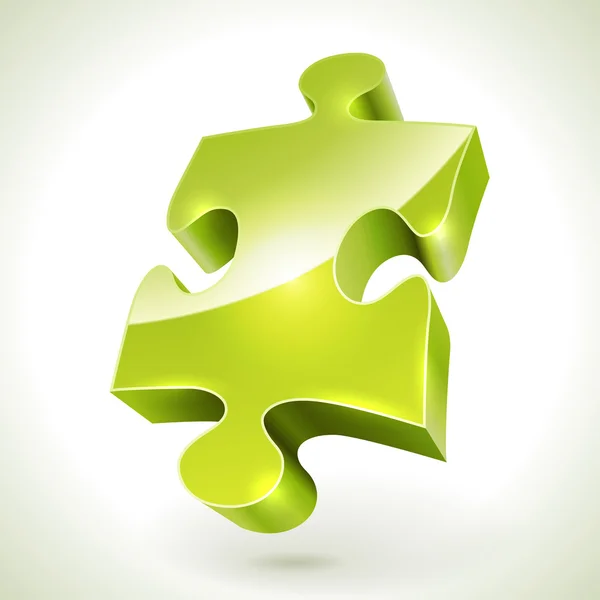 Green jigsaw puzzle item vector icon — Stock Vector