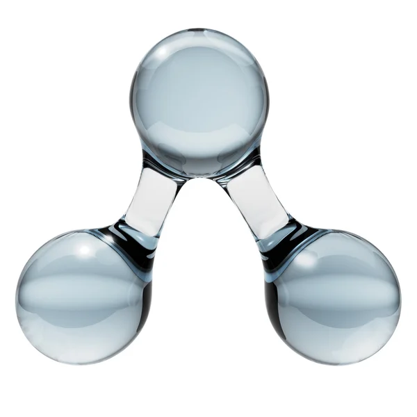 Molécula de vidro abstrato 3D renderizar isolado em bacground branco . — Fotografia de Stock