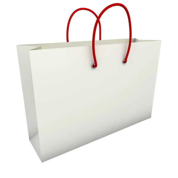 Borsa shopping bianca vuota con manici rossi — Foto Stock