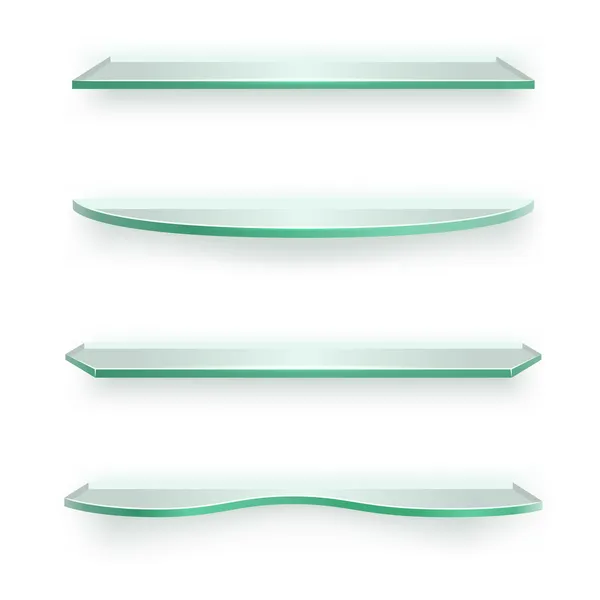 3D glass shelves of different shapes — Stock Vector