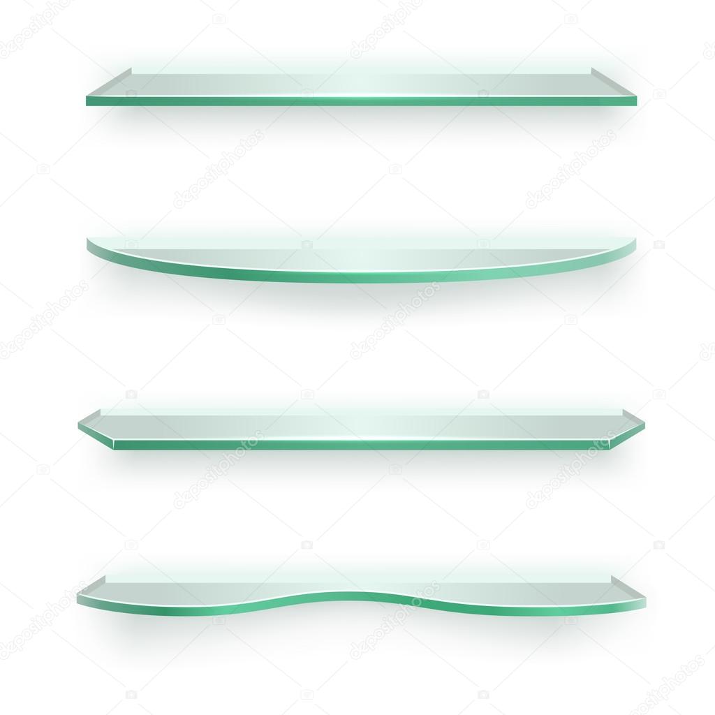 3D glass shelves of different shapes