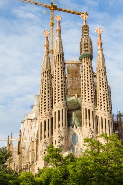 ünlü sagrada familia Katedrali cephe Barcelona, İspanya.