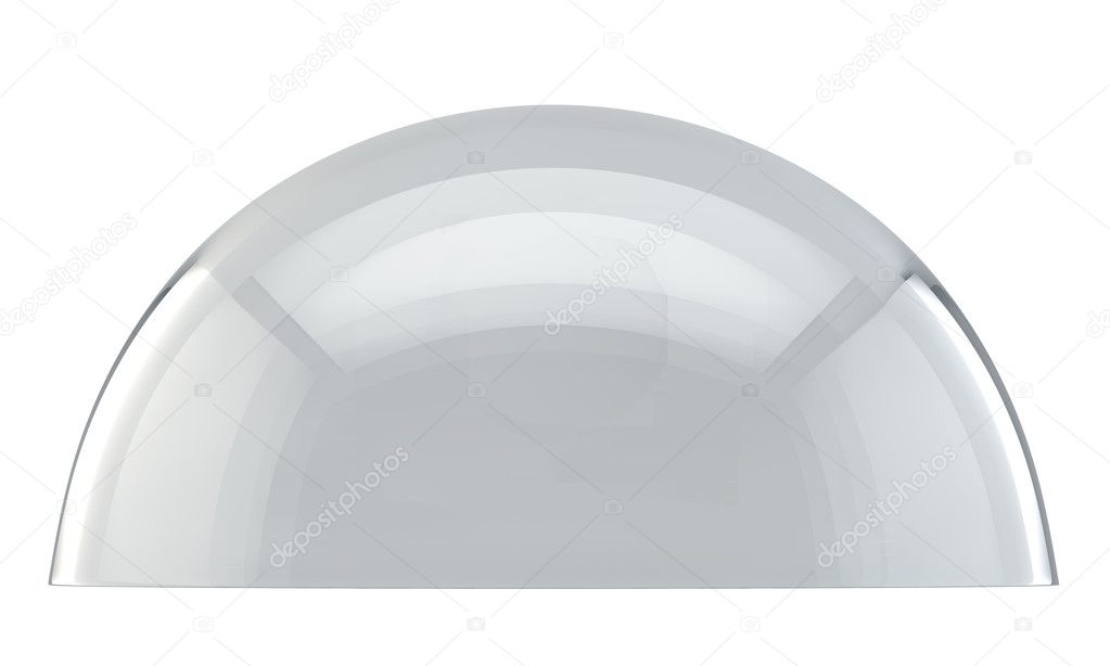 Glass dome side view isolated on white background.