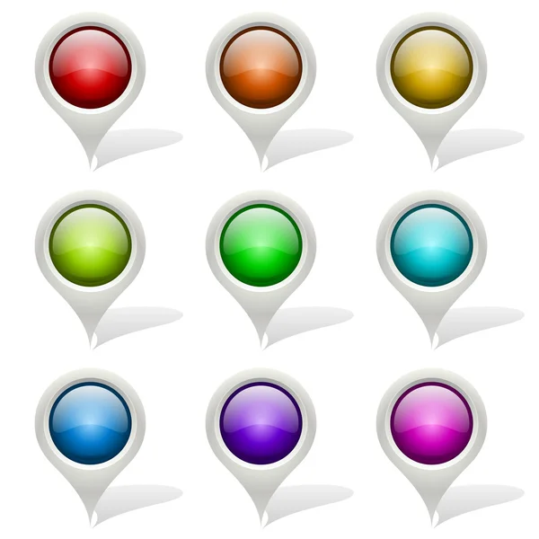 Ensemble de pointeurs de carte colorés — Image vectorielle