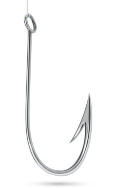 Steel fishhook isolated on white background clipart