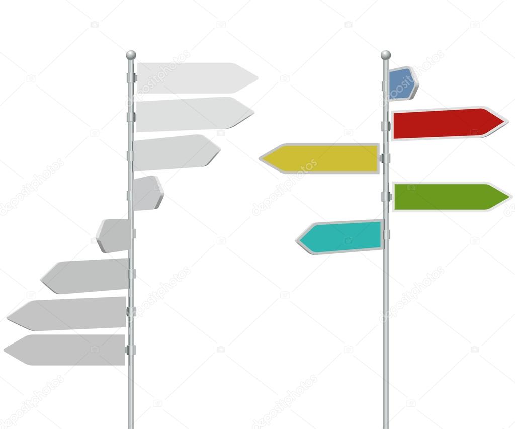 Road direction arrow sign post template