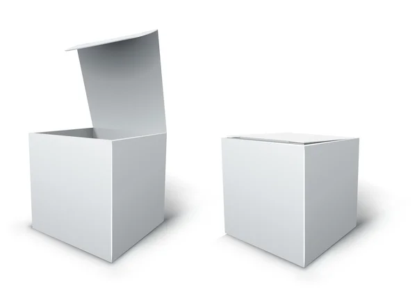 Plantilla de vector de caja de cubo aislado blanco en blanco . — Vector de stock