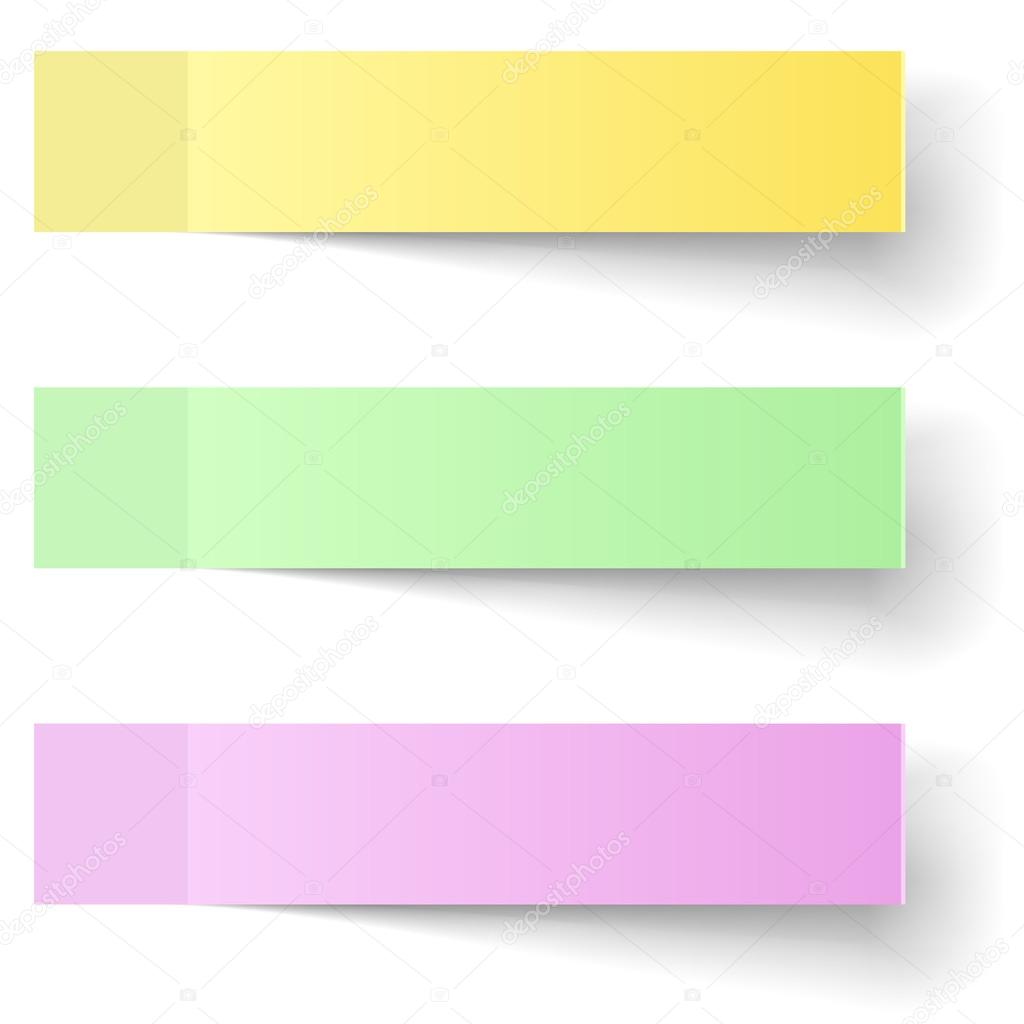 Color sticky notes vector template with shadow.