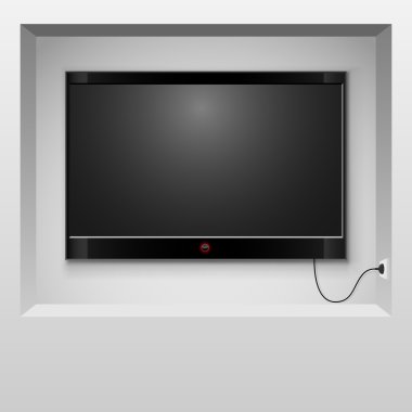 modern tv duvar niş vektör çizim içinde asılı.