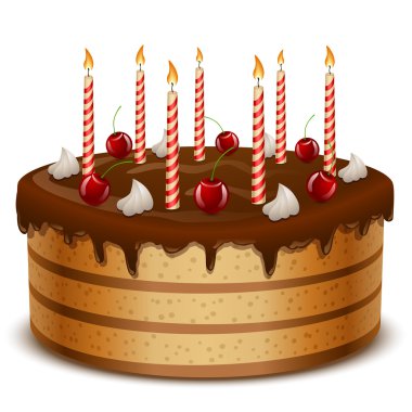Birthday cake with candles isolated on white background vector i clipart