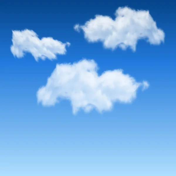 Nubes blancas sobre fondo vectorial realista cielo azul . — Vector de stock