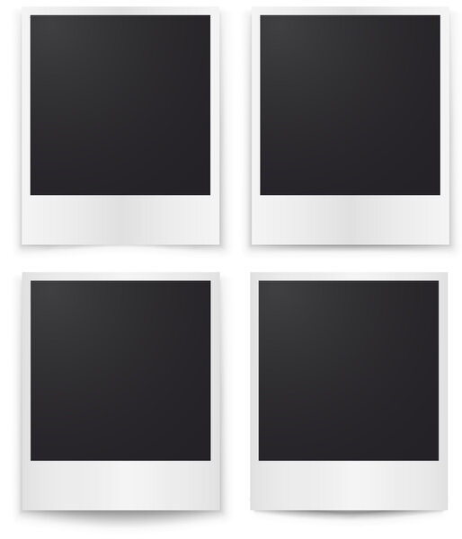 Blank photos template with shadow isolated on white background.