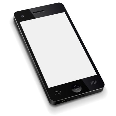 3D cep telefonu şablonu ile boş bir beyaz ekran gerçekçi vecto