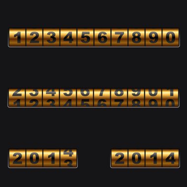 tarihli mekanik altın sayaç vektör şablonu.