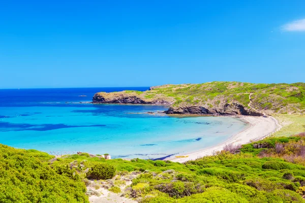 Praia Platja del Tortuga em dia ensolarado em Menorca — Fotografia de Stock