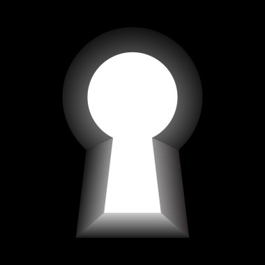 Keyhole with light on the other side vector template.