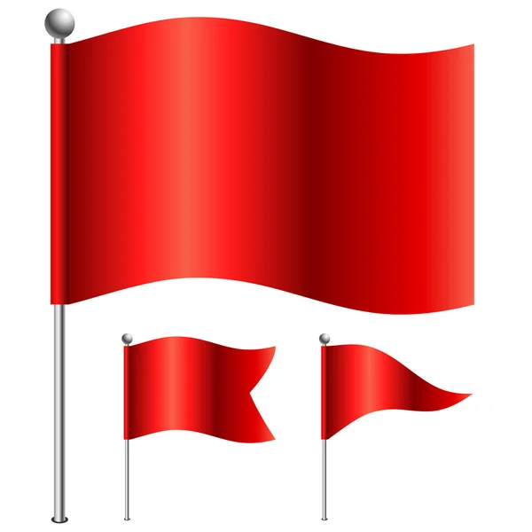 Red flags vector illustration with 3 shape variants. — Stock Vector