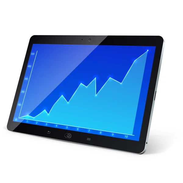 Schiefertafel mit Geschäftsdiagramm auf dem Bildschirm — Stockvektor