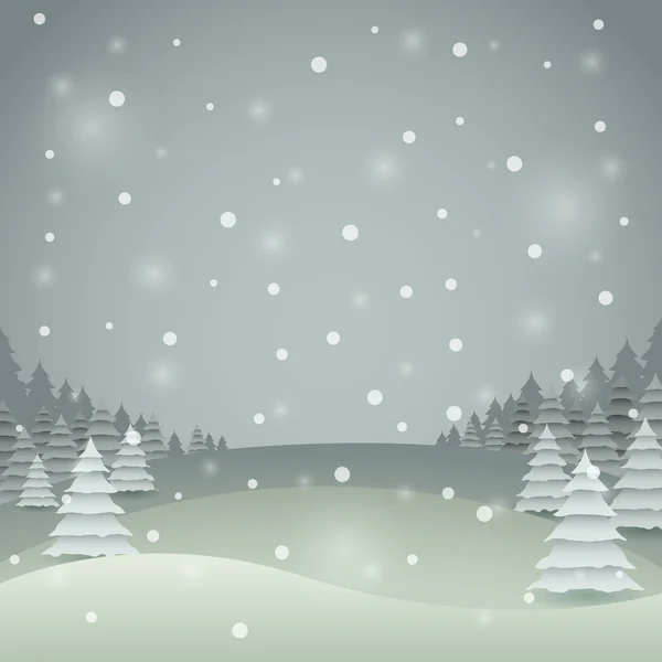 Cartão vetorial de Natal de cor vintage com paisagem de inverno . — Vetor de Stock