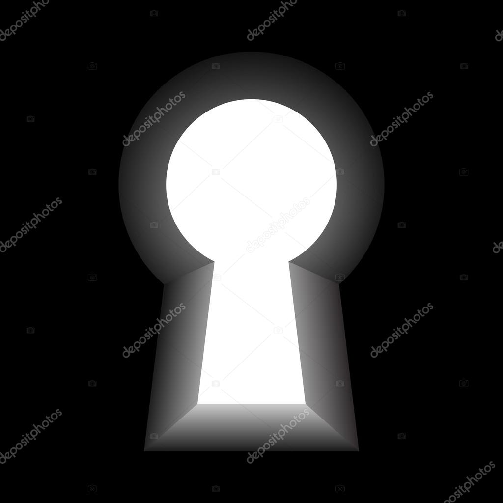 Keyhole with light on the other side vector template.