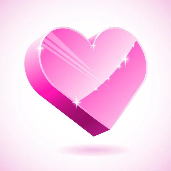Pink 3D glass heart vector illustration. — Stock Vector