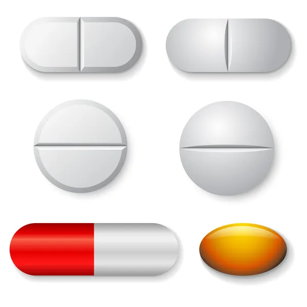 Standaard tabletten en pillen vector set — Stockvector