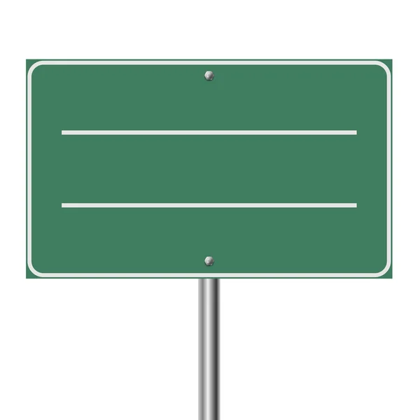 Blank highway green sign isolated on white background. — Stock Vector