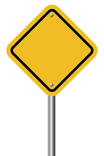 Signo amarillo de advertencia en forma de diamante en blanco — Vector de stock