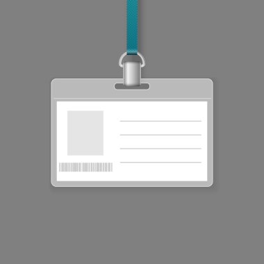 Blank ID badge vector template isolated on grey background. clipart