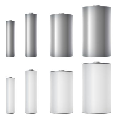 Standard batteries of different sizes clipart