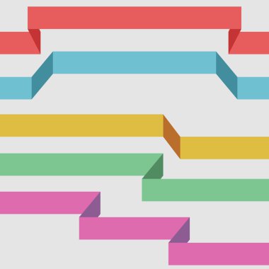 Beyaz arka plan üzerinde izole renkli düz şerit afiş.