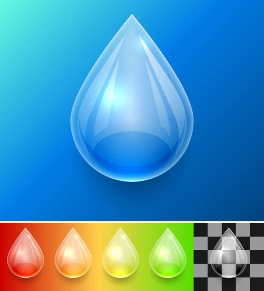 Transparante water drop sjabloon geïsoleerd — Stockvector