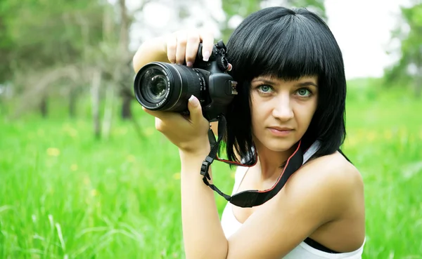 Portrait of beautiful girl , making photos — Stock Photo, Image