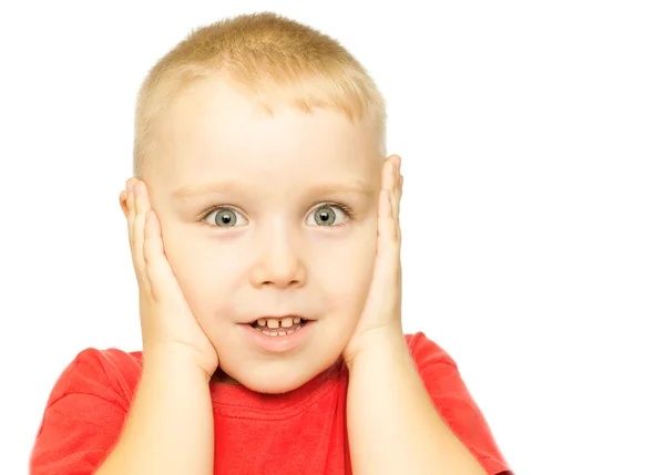 Boy with funny amazed expression — Stock Photo, Image