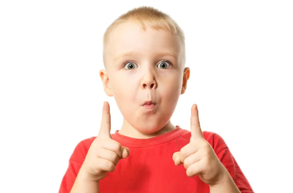 The boy showing forefingers gesture — Stock Photo, Image