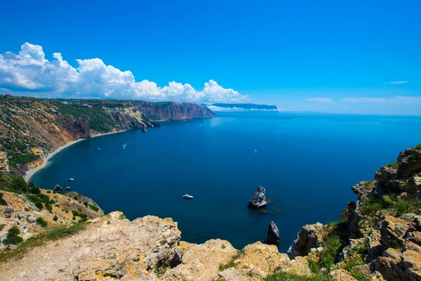 Capa Ardiente Mar Cerca Sebastopol Vista Soleada Del Mar Negro — Foto de Stock