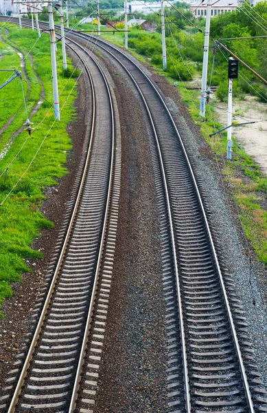 Parallel Railway Tracks Recede Distance Volgograd City — Stock Photo, Image