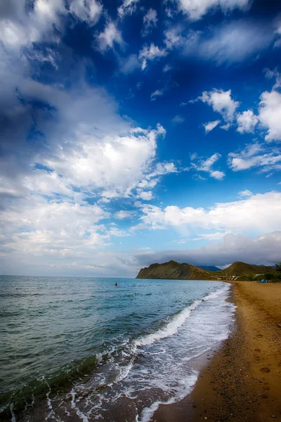 Vista Del Cabo Camaleón Mar Koktebel Crimea Hermoso Fondo Verano — Foto de Stock