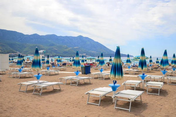 Beautiful Beach Sunshades Montenegro — Stock Photo, Image